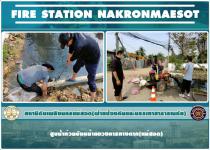 ดับเพลิงนครแม่สอด ออกดำเนินการสูบน้ำหน้าแขวงทางหลวงตากที่ 2 (แม่สอด)