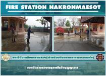 ดับเพลิงนครแม่สอด ออกฉีดล้างโดยรอบเมรุภายในวัดบุญญาวาส