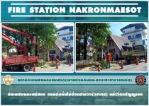 ดับเพลิงนครแม่สอด ออกตัดต้นไม้ป้อมตำรวจ(จราจร) หน้าวัดอรัญญเขต