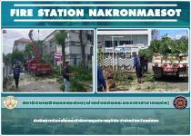 ดับเพลิงนครแม่สอด ดำเนินการตัดต้นไม้หน้าสำนักงานคุมประพฤติประจำศาลจังหวัดแม่สอด