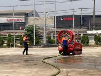 ดับเพลิงนครแม่สอด ร่วม ปภ.เขต 8 กำแพงเพชร ฉีดพ่นหมอกควัน ณ สถานีดับเพลิงนครแม่สอด