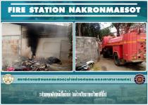 ดับเพลิงนครแม่สอด ออกระงับเหตุเพลิงไหม้กองเสื้อผ้าเก่า โกดังหน้าโรงเรียนราษฎร์วิทยา