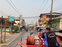 ดับเพลิงนครแม่สอด ออกฉีดำ่นน้ำลดหมอกควัน pm 2.5 ถนนชุมชนมณีไพรสณฑ์