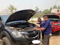 ดับเพลิงนครแม่สอด ออกช่วยเหลือประชาชนเหตุรถยนต์สตาร์ทไม่ติด ภายใจสนามกีฬานานาชาติฯ