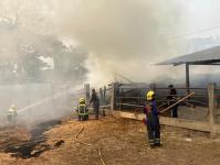 ดับเพลิงนครแม่สอด ออกระงับเหตุเพลิงไหม้คอกคัว ในตลาดวัว แม่ปะ