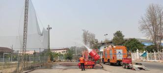 ฉีดน้ำพ่นหมอกควัน ร่วม ปภ. พื้นที่อำเภอแม่สอด