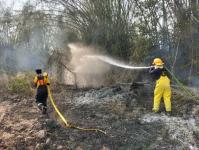 ดับเพลิงนครแม่สอด ออกระงับเหตุเพลิงไหม้พื้นที่รกร้าง ทางไปพระธาตุดอยหินกิ่ว