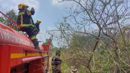 ดับเพลิงนครแม่สอด ออกระงับเหตุเพลิงไหม้ป่ารกร้างใกล้บ้านประชาชน ชุมชนสองแคว 2(จุดเดิม)