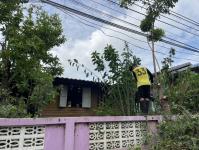 ดับเพลิงนครแม่สอด ออกตัดต้นไม้หน้าบ้านประชาชน บริเวณหลังโรงพยาบาลแม่สอด-ราม