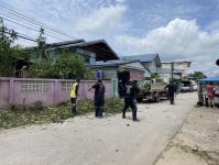 ดับเพลิงนครแม่สอด ออกตัดต้นไม้หน้าบ้านประชาชน บริเวณหลังโรงพยาบาลแม่สอด-ราม