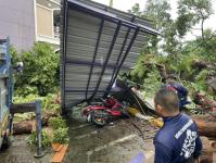 ดับเพลิงนครแม่สอด ออกตัดต้นไม้โค่นล้มภายในโรงแรมควีนพาเลส