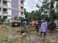 ดับเพลิงนครแม่สอด ออกตัดต้นไม้โค่นล้มภายในโรงแรมควีนพาเลส