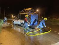 ดับเพลิงนครแม่สอด ออกระงับเหตุเพลิงไหม้รถยนต์ติดคอก บริเวณบ้านห้วยกะโหลก