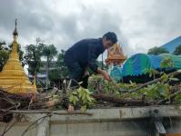 ดับเพลิงนครแม่สอด ออกตัดต้นไม้ภายในวัดบุญญาวาส