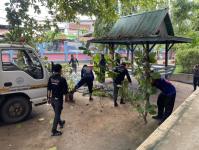 ดับเพลิงแม่สอด ออกตัดต้นไม้ภายในโรงเรียนเทศบาลวัดชุมพลคีรี