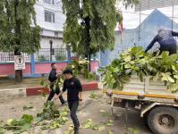 ดับเพลิงแม่สอด ออกตัดต้นไม้ภายในโรงเรียนเทศบาลวัดชุมพลคีรี