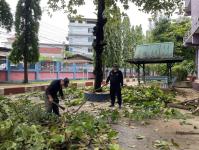 ดับเพลิงแม่สอด ออกตัดต้นไม้ภายในโรงเรียนเทศบาลวัดชุมพลคีรี