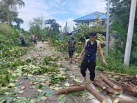 ดับเพลิงแม่สอด ออกตัดกิ่งไม้พาดผ่านสายไฟฟ้า บริเวณหลังอู่ช่างลือ