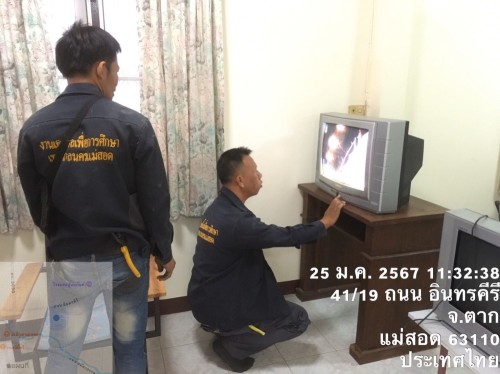 เจ้าหน้าที่กองยุทธศาสตร์และงบประมาณ ดำเนินการตามคำร้อง ขอซ่อมแซมเคเบิ้ลทีวี และขอใช้ข้อมูลจากกล้องวงจรปิด