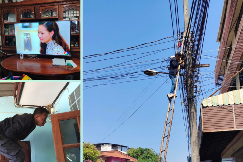 เจ้าหน้าที่กองยุทธศาสตร์และงบประมาณ ดำเนินการตามคำร้อง ขอติดตั้ง/ซ่อมแซม เคเบิ้ลทีวี