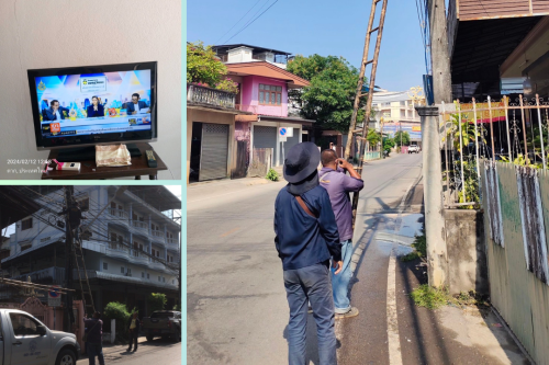 เจ้าหน้าที่กองยุทธศาสตร์และงบประมาณ ดำเนินการตามคำร้อง ขอติดตั้ง/ซ่อมแซม เคเบิ้ลทีวี