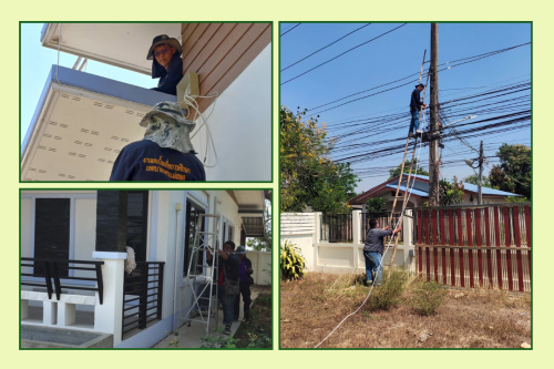 เจ้าหน้าที่กองยุทธศาสตร์และงบประมาณ ดำเนินการตามคำร้อง ขอซ่อมแซมเคเบิ้ลทีวี