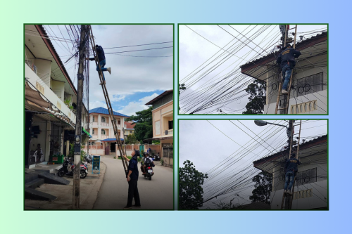 เจ้าหน้าที่กองยุทธศาสตร์และงบประมาณ ดำเนินการตามคำร้อง ขอซ่อมแซมเคเบิ้ลทีวี