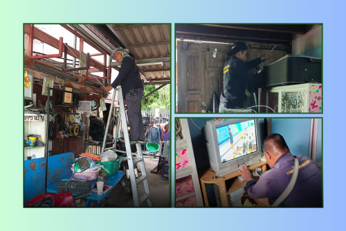 เจ้าหน้าที่กองยุทธศาสตร์และงบประมาณ ดำเนินการตามคำร้องขอติดตั้ง/ซ่อมแซมเคเบิ้ลทีวี