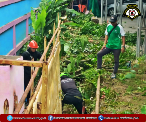 ดับเพลิงนครแม่สอด ดำเนินการตัดต้นไม้พาดผ่านสายไฟฟ้า บริเวณโรงเรียนแม่สอด