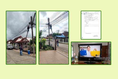 เจ้าหน้าที่กองยุทธศาสตร์และงบประมาณ ดำเนินการตามคำร้องขอซ่อมแซมเคเบิ้ลทีวี และขอใช้ข้อมูลจากกล้องวงจรปิด