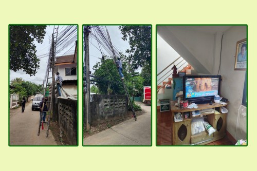 เจ้าหน้าที่กองยุทธศาสตร์และงบประมาณ ดำเนินการตามคำร้องขอซ่อมแซมเคเบิ้ลทีวี และขอใช้ข้อมูลจากกล้องวงจรปิด