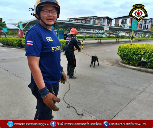 ดับเพลิงนครแม่สอด ออกดำเนินการช่วยเหลือสุนัข เนื่องจากติดบนหลังคา บริเวณโลตัส แม่สอด