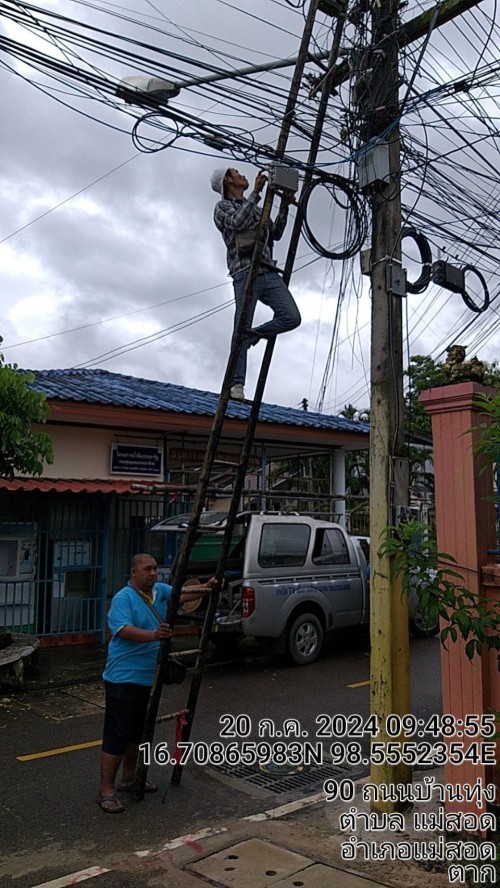 เจ้าหน้าที่กองยุทธศาสตร์และงบประมาณ ดำเนินการตามคำร้องขอซ่อมแซมเคเบิ้ลทีวี และขอใช้ข้อมูลจากกล้องวงจรปิด