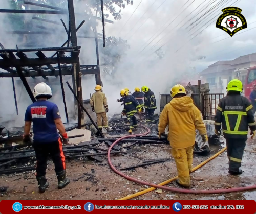 ดับเพลิงนครแม่สอด ออกดำเนินการระงับเหตุเพลิงไหม้บ้านเรือนประชาชน ภายในโรงเรียนบ้านแม่ปะ