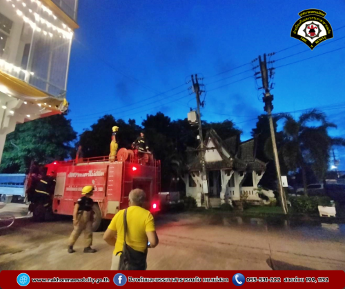 ดับเพลิงนครแม่สอด ออกระงับเหตุไฟฟ้าลัดวงจร บริเวณภายในสำนักงานเทศบาลนครแม่สอด