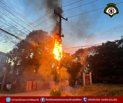 ดับเพลิงนครแม่สอด ออกระงับเหตุไฟฟ้าลัดวงจร บริเวณใกล้เคียงเซเว่นสาขา รพ.แม่สอด-ราม