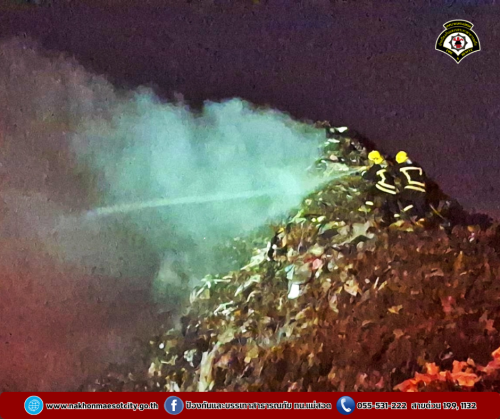 ดับเพลิงนครแม่สอด ออกระงับเหตุเพลิงไหม้ บ่อขยะเทศบาลนครแม่สอด