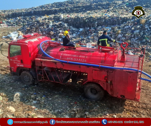 ดับเพลิงนครแม่สอด ออกระงับเหตุเพลิงไหม้ บ่อขยะเทศบาลนครแม่สอด