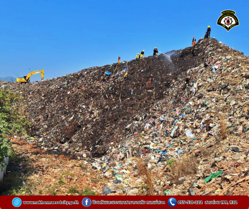 ดับเพลิงนครแม่สอด ออกระงับเหตุเพลิงไหม้ บ่อขยะเทศบาลนครแม่สอด