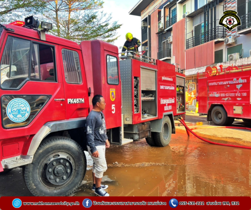 ดับเพลิงนครแม่สอด ออกระงับเหตุเพลิงไหม้อาคารพาณิชย์ บริษัท 189 ไทย-พม่า ฟูลเซอร์วิส จำกัด