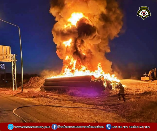 ดับเพลิงนครแม่สอด ออกระงับเหตุเพลิงไหม้ ท่อ HDPE ใกล้เคียงศูนย์ฮีโน่ นิวแมน สาขาแม่สอด