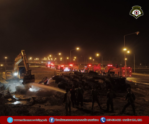 ดับเพลิงนครแม่สอด ออกระงับเหตุเพลิงไหม้ ท่อ HDPE ใกล้เคียงศูนย์ฮีโน่ นิวแมน สาขาแม่สอด