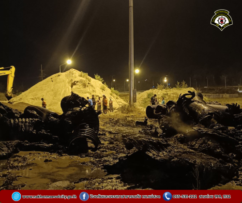 ดับเพลิงนครแม่สอด ออกระงับเหตุเพลิงไหม้ ท่อ HDPE ใกล้เคียงศูนย์ฮีโน่ นิวแมน สาขาแม่สอด