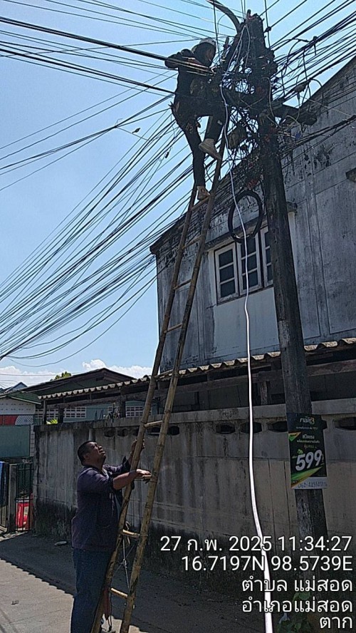 เจ้าหน้าที่กองยุทธศาสตร์และงบประมาณ ดำเนินการตามคำร้อง ขอซ่อมแซมเคเบิ้ลทีวี