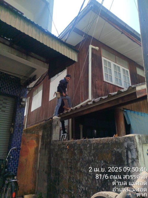 เจ้าหน้าที่กองยุทธศาสตร์และงบประมาณ ดำเนินการตามคำร้อง ขอซ่อมแซมเคเบิ้ลทีวี ชุมชนชุมพลพัฒนา