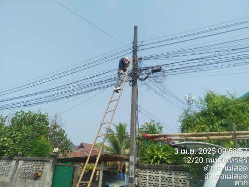 เจ้าหน้าที่กองยุทธศาสตร์และงบประมาณ ดำเนินการตามคำร้อง ขอซ่อมแซมเคเบิ้ลทีวี ชุมชนบ้านเหนือสามัคคี