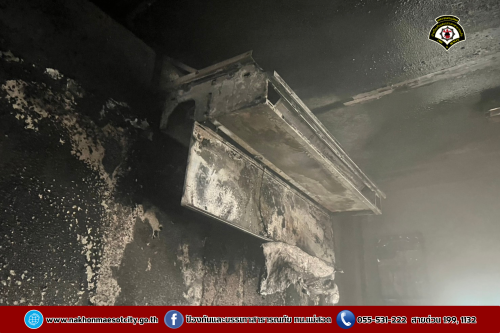 ดับเพลิงนครแม่สอด ออกระงับเหตุเพลิงไหม้สำนักงาน หจก.ธนสารโกศล พืชไร่ ถนนราษฎร์อุทิศ