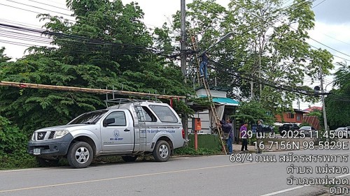 เจ้าหน้าที่กองยุทธศาสตร์และงบประมาณ ดำเนินการตามคำร้อง ขอซ่อมแซมเคเบิ้ลทีวี ชุมชนร่วมแรง และชุมชนสองแคว 2 