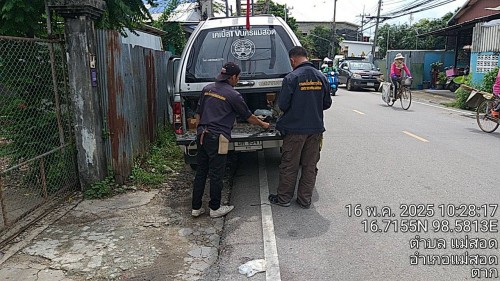 เจ้าหน้าที่กองยุทธศาสตร์และงบประมาณ ดำเนินการตามคำร้อง ขอซ่อมแซมเคเบิ้ลทีวี ชุมชนดอนไชย