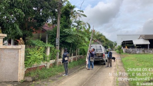 เจ้าหน้าที่กองยุทธศาสตร์และงบประมาณ ดำเนินการตามคำร้อง ขอซ่อมแซมเคเบิ้ลทีวี ชุมชนอินทรคีรี